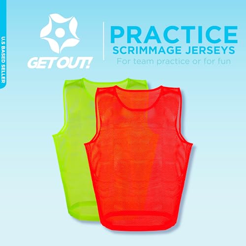 Scrimmage Vest Pinnies 12pk in Red and Blue – Youth, Teens and Adult Sizes – Nylon Mesh Jerseys for Any Sport