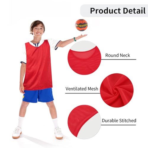 12 Pack Pro Training Pinnies for Youth & Adult Mesh High-Vis Scrimmage Vests for Soccer, Basketball, Volleyball Teams