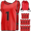Machine Washable Sports Training Jerseys Bibs. Numbered Front and Back Pinnies for Game Play. Comfortable Polyester Vests