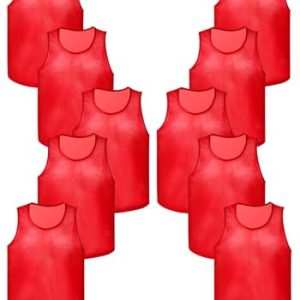 12 Pack Pro Training Pinnies for Youth & Adult Mesh High-Vis Scrimmage Vests for Soccer, Basketball, Volleyball Teams