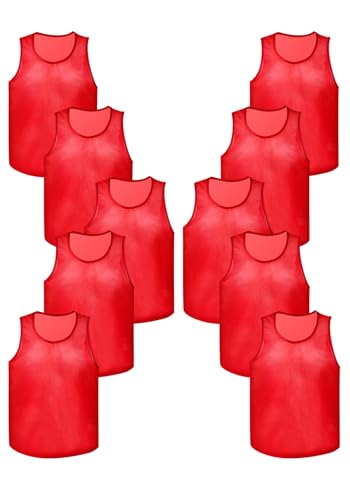 12 Pack Pro Training Pinnies for Youth & Adult Mesh High-Vis Scrimmage Vests for Soccer, Basketball, Volleyball Teams