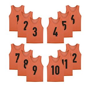 12 Pack(1-12) Numbered Jerseys/Soccer Bibs/Scrimmage Pinnies/Team Training Vest for Adult Youth Kids.