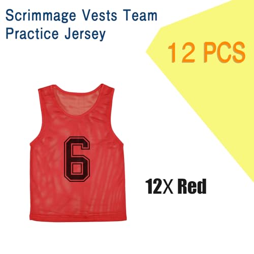 41ObxVDPWrL.jpg Pinnies Team Practice Vests with Numbers for Child Youth Teen Adult, Mesh Scrimmage Jerseys for Soccer, Football