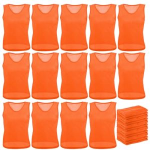 24 Pcs Pinnies Scrimmage Vests Team Practice Jersey Nylon Mesh Pennies for Soccer Basketball Sports
