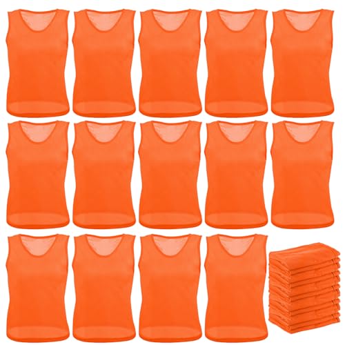 24 Pcs Pinnies Scrimmage Vests Team Practice Jersey Nylon Mesh Pennies for Soccer Basketball Sports