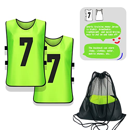 Scrimmage Training Vest (12 Pack) Team Sports Pinnies Jerseys for Adult Youth Soccer Bibs Numbered Practice Jerseys