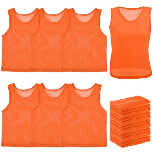 24 Pcs Pinnies Scrimmage Vests Team Practice Jersey Nylon Mesh Pennies for Soccer Basketball Sports