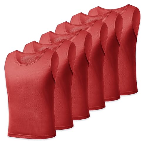 6 Pack Pinnies for Adult/Youth/Kids, Sports Pennies for Soccer Basketball Football Team, Scrimmage Practice Jerseys