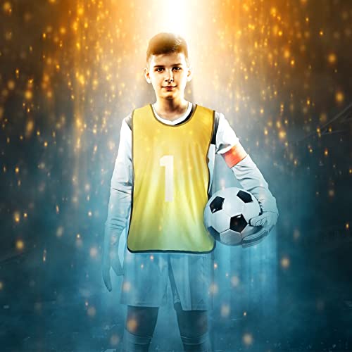 24 Pcs Pinnies Scrimmage Vests and 48 Pieces Iron on Numbers Team Practice Jersey Soccer Basketball Bibs Training Vest Sports