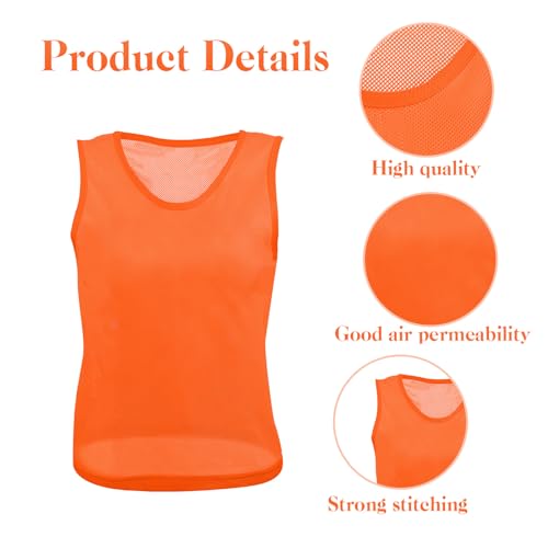 24 Pcs Pinnies Scrimmage Vests Team Practice Jersey Nylon Mesh Pennies for Soccer Basketball Sports