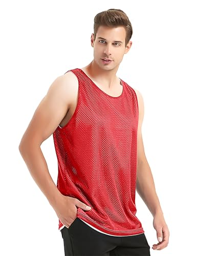 41p09UU-KL.jpg Reversible Basketball Jerseys Men's Tank Top Mesh Tank Lacrosse Jersey for Adult Youth