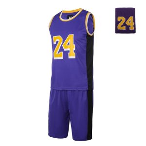 #24 Basketball Jerseys Outfit Tank Top Track Shorts Sport Sets Uniforms with Wristbands for Fans Kids Boys Youths
