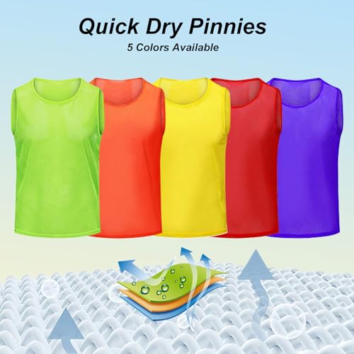 12 Pack Pro Training Pinnies for Youth & Adult Mesh High-Vis Scrimmage Vests for Soccer, Basketball, Volleyball Teams