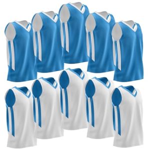 10-Pack Men's Reversible Custom Basketball Jerseys, Plain Mesh Athletic Sleeveless Shirts Blank Team Uniforms Set