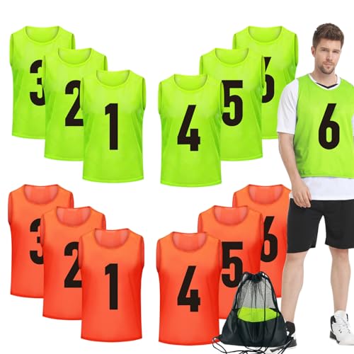 41tkE1BVp2L.jpg Soccer Pinnies Youth with Numbers Scrimmage Team Practice Vests Pennies Jerseys for Basketball Soccer Football Bibs