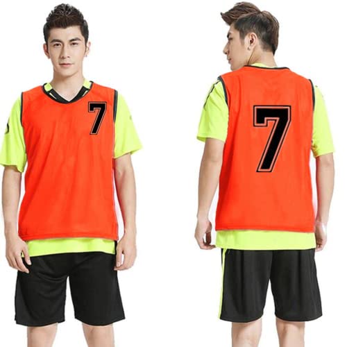 41uIXvIPpVL.jpg Soccer Sports Team Practice Pinnies Scrimmage Training Mesh Vests with Number-12 pcs Pack