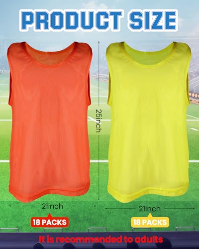 36 Pcs Adult Pinnies Scrimmage Vests Youth Pinnies Team Practice Jerseys for Sports Soccer Football Basketball Practice