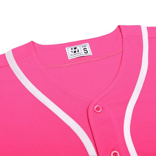 41vYWy4DRTL.jpg Blank Baseball Jersey for Men Women Full Button Up Short Sleeves Shirts Hip Hop Hipster Sports Uniforms