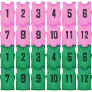 24 Pack Nylon Mesh Scrimmage Team Practice Vests Pinnies Jerseys Train Vest for Adult Sport Basketball Soccer Football