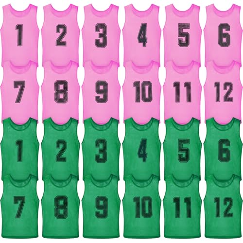 24 Pack Nylon Mesh Scrimmage Team Practice Vests Pinnies Jerseys Train Vest for Adult Sport Basketball Soccer Football