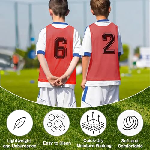 513dnXKdHGL.jpg Pinnies Team Practice Vests with Numbers for Child Youth Teen Adult, Mesh Scrimmage Jerseys for Soccer, Football