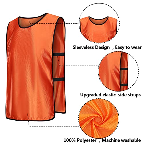 12 Pieces Soccer Pinnies Scrimmage Vest Team Practice Jerseys Sports Pinnies With Free Carry Bag