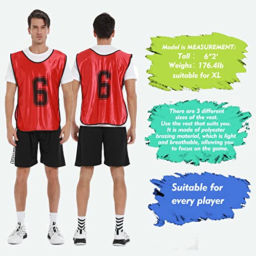 5168GYX9mmL.jpg Sports Pinnies-Numbered Practice Vest Pennies for Soccer Basketball Jersey Bibs -Set of 12/Youth Adults Team