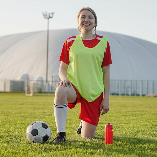 Scrimmage Vest Pinnies 12pk in Red and Blue – Youth, Teens and Adult Sizes – Nylon Mesh Jerseys for Any Sport