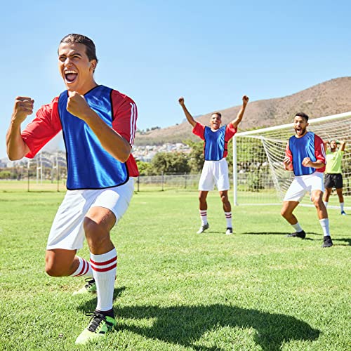24 Pcs Pinnies Scrimmage Vests and 48 Pieces Iron on Numbers Team Practice Jersey Soccer Basketball Bibs Training Vest Sports