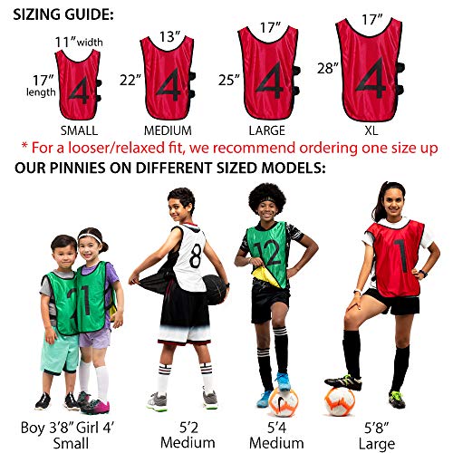 51EI6BByQiL.jpg LVL10 Pro Sports Pinnies - Reversible Numbered Pinnies with Premium Fabric, Comfortable Fit and Fade-Resistant Print - 6 Pack