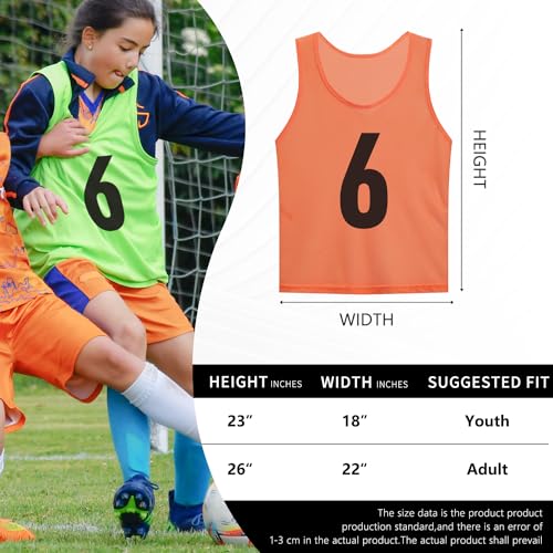 Numbered Soccer Pinnies Scrimmage Vest Soccer Bibs Sports Pennies Team Training Practice Vest for Adult Youth(12 pcs)