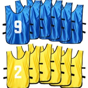 24 Pcs Pinnies Scrimmage Vests and 48 Pieces Iron on Numbers Team Practice Jersey Soccer Basketball Bibs Training Vest Sports