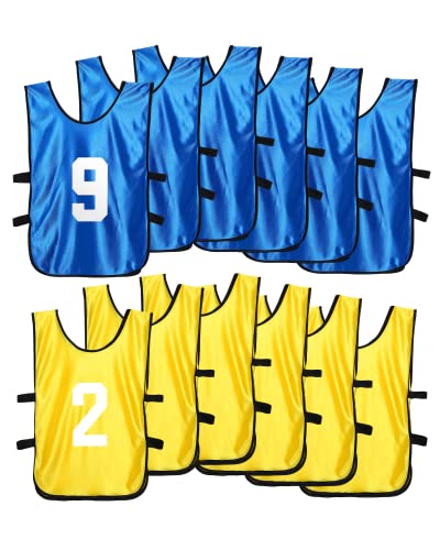 24 Pcs Pinnies Scrimmage Vests and 48 Pieces Iron on Numbers Team Practice Jersey Soccer Basketball Bibs Training Vest Sports