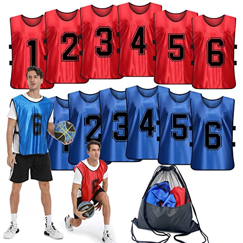51KAfodBO6L.jpg Sports Pinnies-Numbered Practice Vest Pennies for Soccer Basketball Jersey Bibs -Set of 12/Youth Adults Team