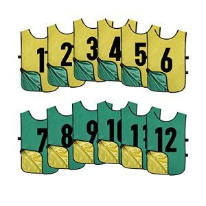 12 Pack Reversible Numbered Pinnies, Double Sided Scrimmage Vest,Team Practice Jerseys for Kids and Adult