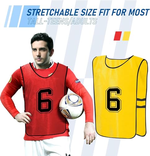 24 Pcs Numbered Practice Vests Scrimmage Soccer Pinnies Traning Jerseys Team Sports Bibsfor Youth and Adult(Large)