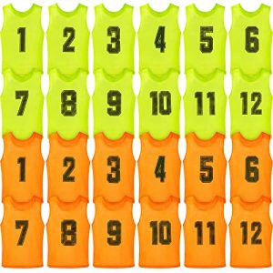 24 Pack Nylon Mesh Scrimmage Team Practice Vests Pinnies Jerseys Train Vest for Adult Sport Basketball Soccer Football