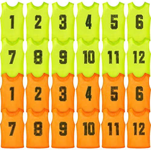 24 Pack Nylon Mesh Scrimmage Team Practice Vests Pinnies Jerseys Train Vest for Adult Sport Basketball Soccer Football