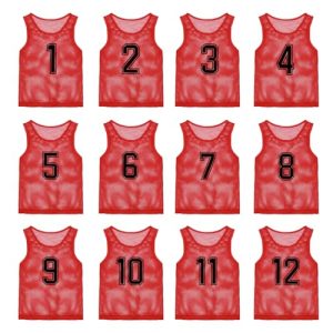 Pinnies Team Practice Vests with Numbers for Child Youth Teen Adult, Mesh Scrimmage Jerseys for Soccer, Football