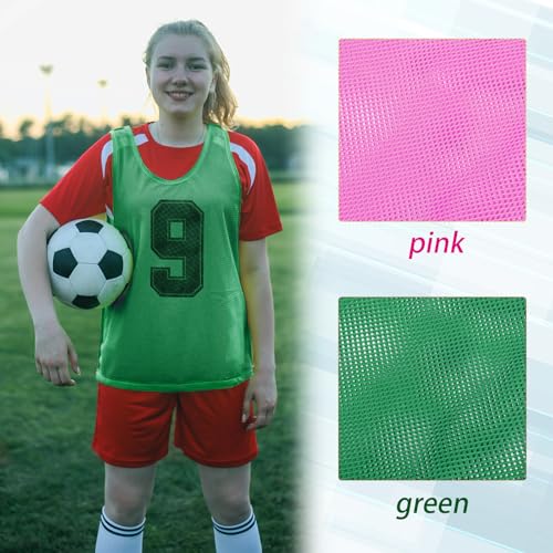 24 Pack Nylon Mesh Scrimmage Team Practice Vests Pinnies Jerseys Train Vest for Adult Sport Basketball Soccer Football