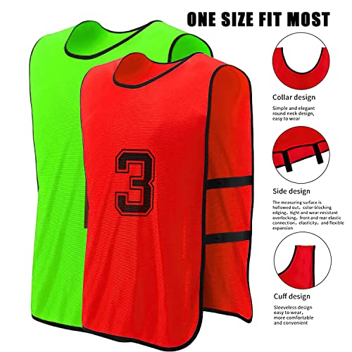 24 Pcs Soccer Practice Vest, Lightweight Numbered Soccer Team Pennies Soccer Lacrosse Training Sport Supplies Scrimmage Vests