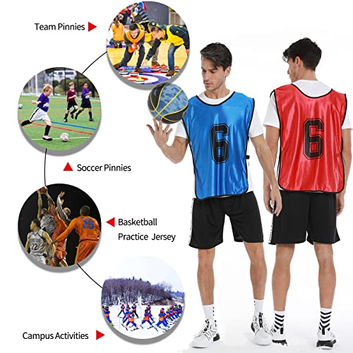 51S8QxpJbML.jpg Sports Pinnies-Numbered Practice Vest Pennies for Soccer Basketball Jersey Bibs -Set of 12/Youth Adults Team