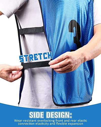 24 Pcs Sports Pinnies Soccer Scrimmage Practice Vests Numbered Soccer Team Pennies with Belt for Adult