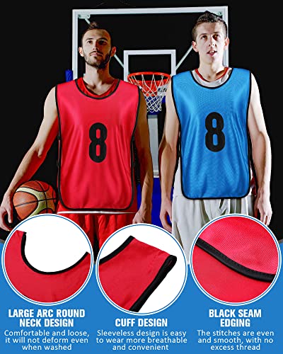 24 Pcs Sports Pinnies Soccer Scrimmage Practice Vests Numbered Soccer Team Pennies with Belt for Adult