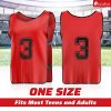 Machine Washable Sports Training Jerseys Bibs. Numbered Front and Back Pinnies for Game Play. Comfortable Polyester Vests