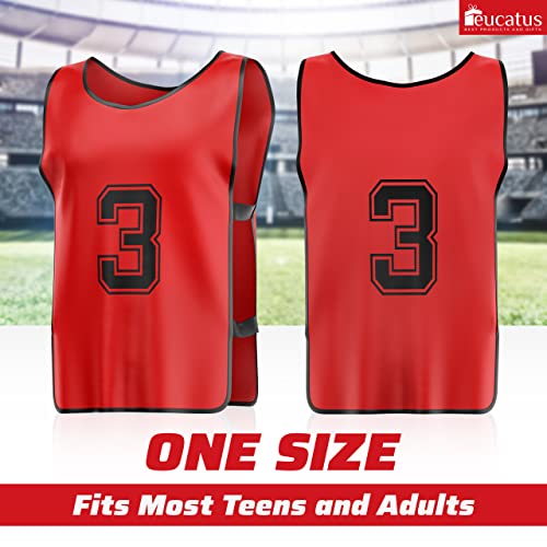 Machine Washable Sports Training Jerseys Bibs. Numbered Front and Back Pinnies for Game Play. Comfortable Polyester Vests