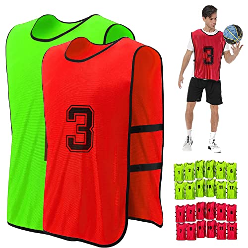 24 Pcs Soccer Practice Vest, Lightweight Numbered Soccer Team Pennies Soccer Lacrosse Training Sport Supplies Scrimmage Vests