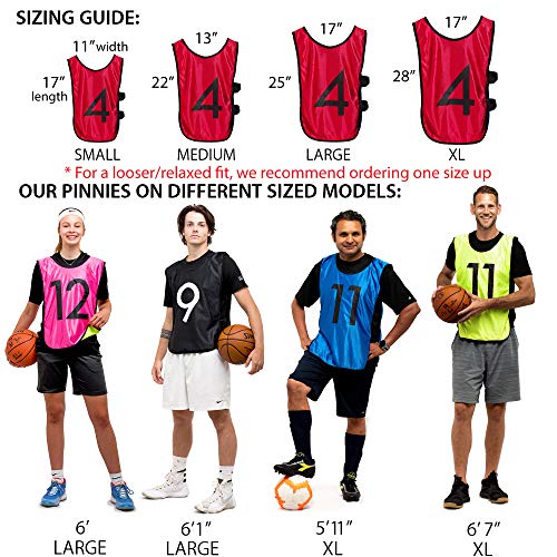 51bJ6kUmlTL.jpg LVL10 Pro Sports Pinnies - Reversible Numbered Pinnies with Premium Fabric, Comfortable Fit and Fade-Resistant Print - 6 Pack