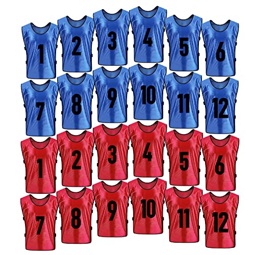 51emC9aYypL.jpg 24Pack pinnies Soccer Vests Youth Scrimmage Basketball Team Practice Jerseys for Kids Adult Sports Football Pennies