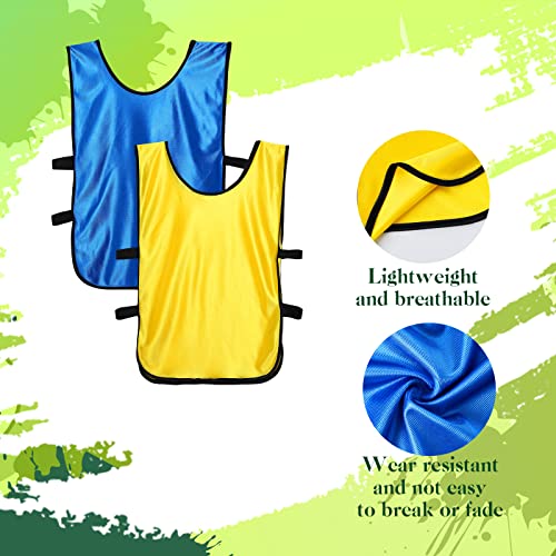 24 Pcs Pinnies Scrimmage Vests and 48 Pieces Iron on Numbers Team Practice Jersey Soccer Basketball Bibs Training Vest Sports